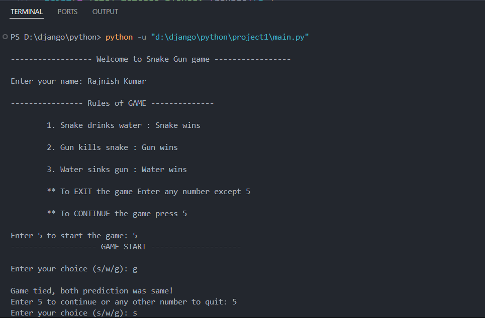 Snake water gun game
